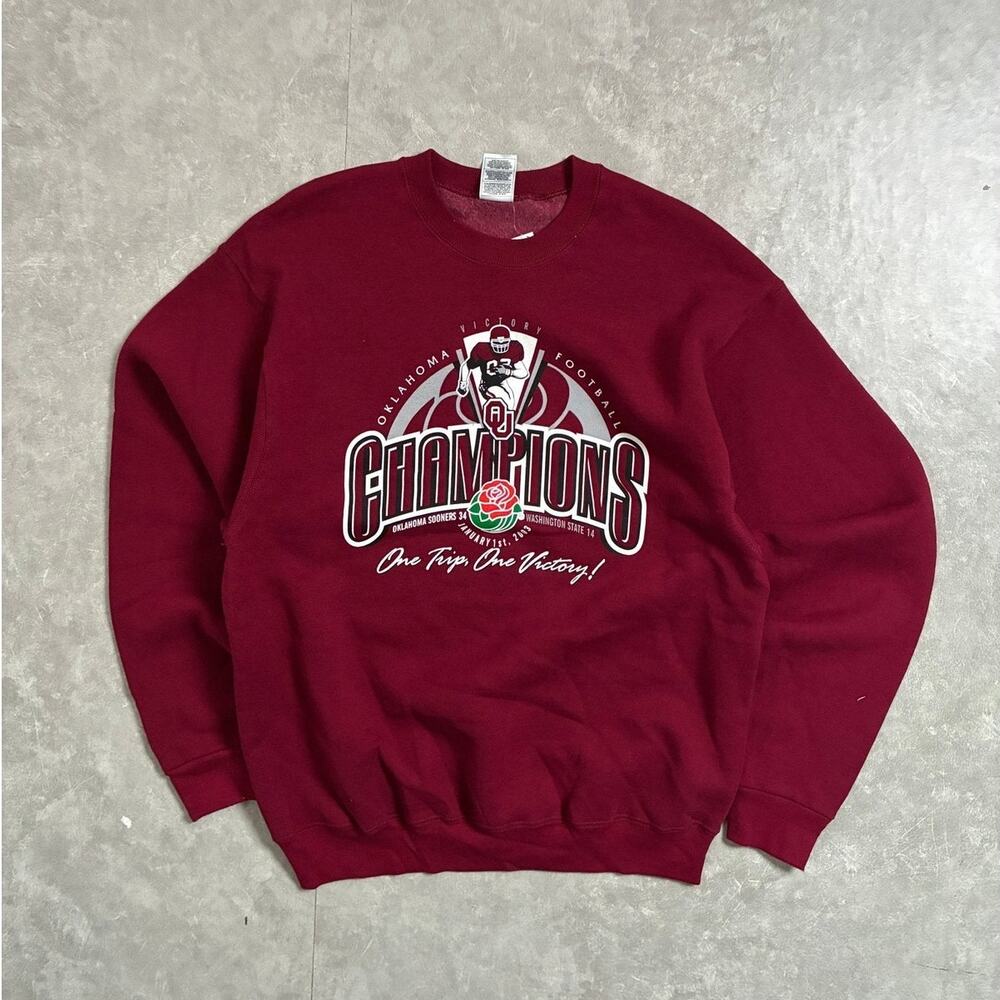 2003 Vintage Oklahoma Sooners Rose Bowl Red Crewneck -L